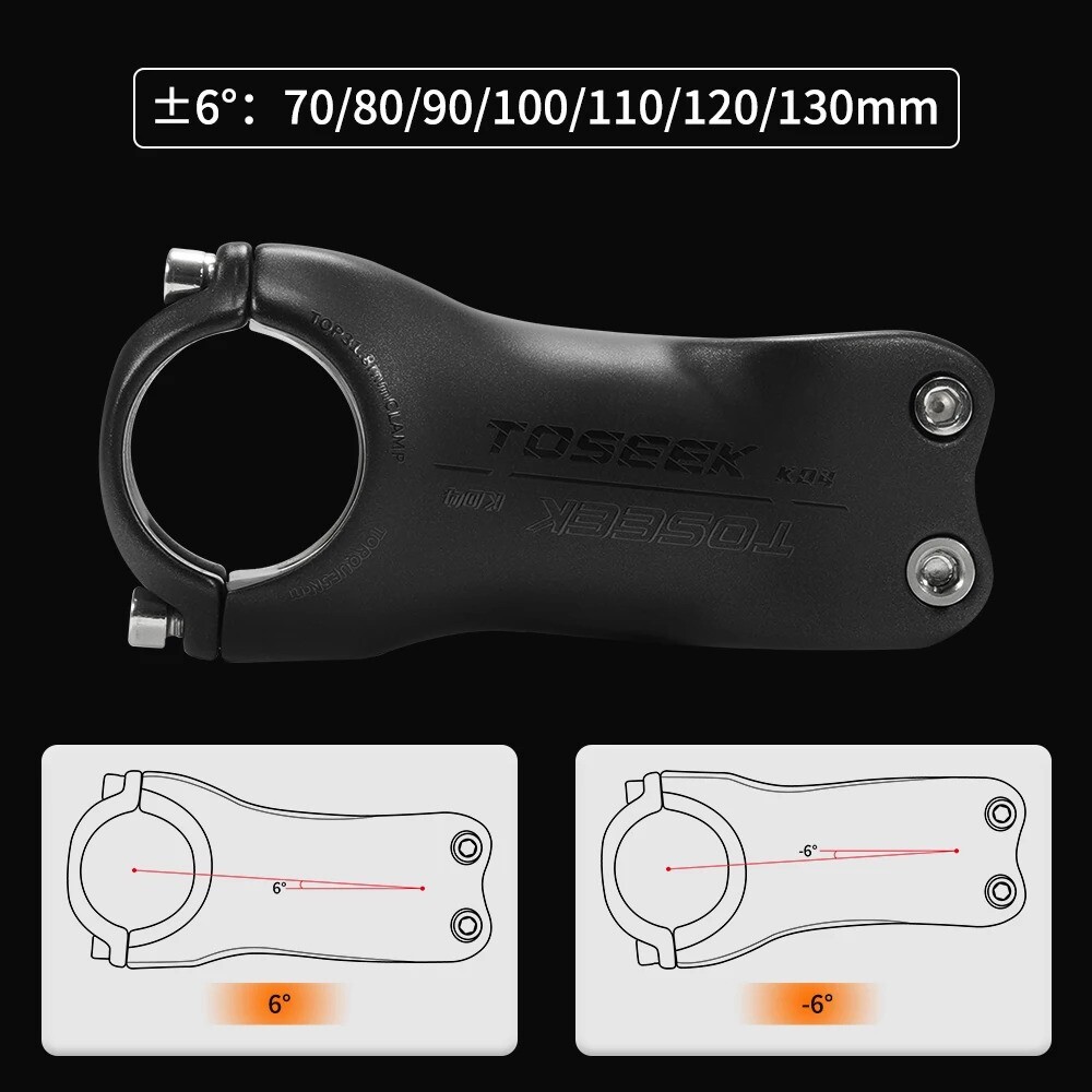 TOSEEK Carbon Stem 6°/17° MTB Mountain Road Bicycle Handlebar Stem 31.8*70-130mm