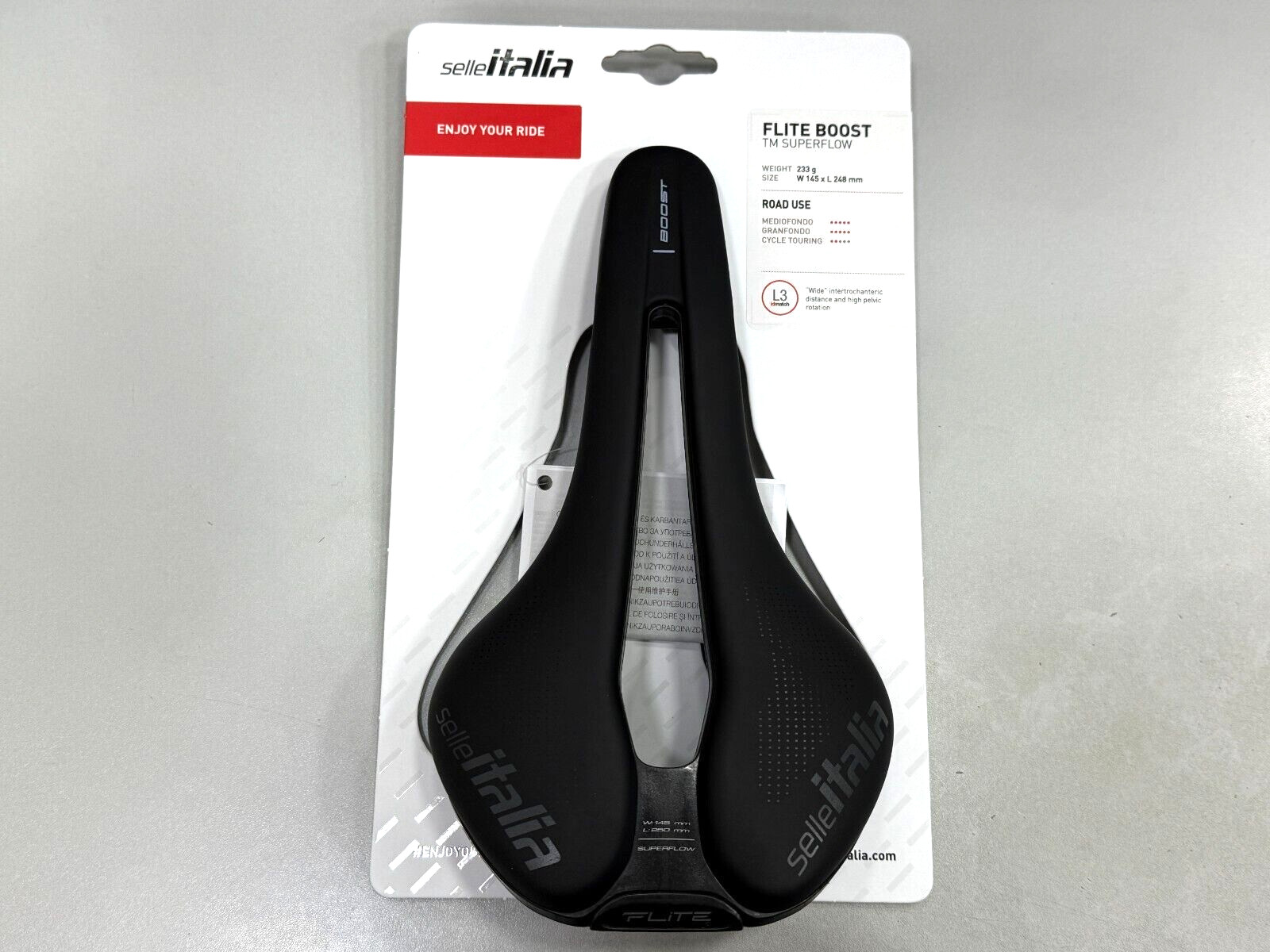 Selle Italia Flite Boost TM Superflow Manganese Rail Saddle L3 (145x250mm) Black