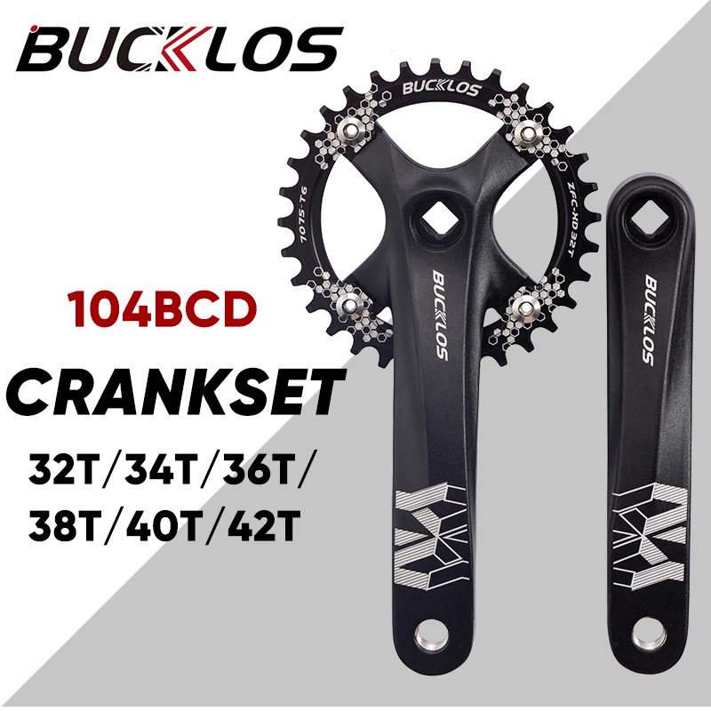 170mm 104BCD MTB Square Hole Crankset 32T 34T 36T 38T 40T 42T Single Chainring