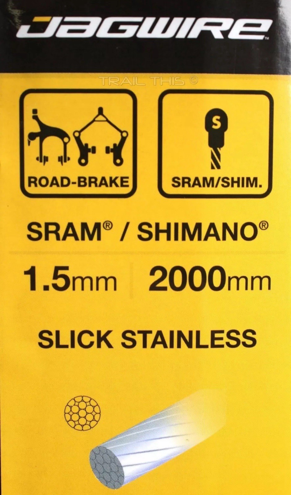5 x Jagwire Slick Stainless Road Brake Cables 1.5mm x 2000mm,SRAM Shimano W Caps