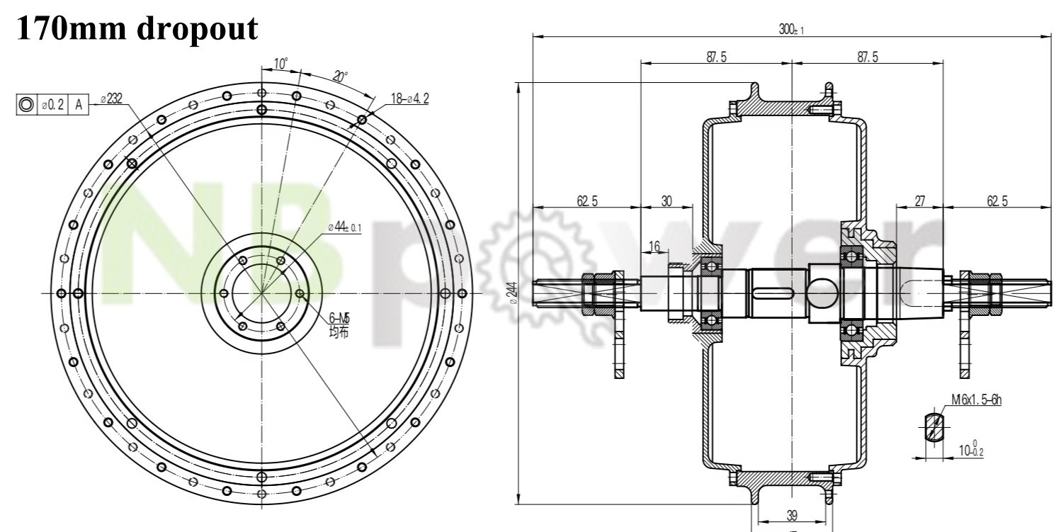 US stock:QS205 48-72V 5000W 170/190mm 50H BLDC hub motor wheel with tire.