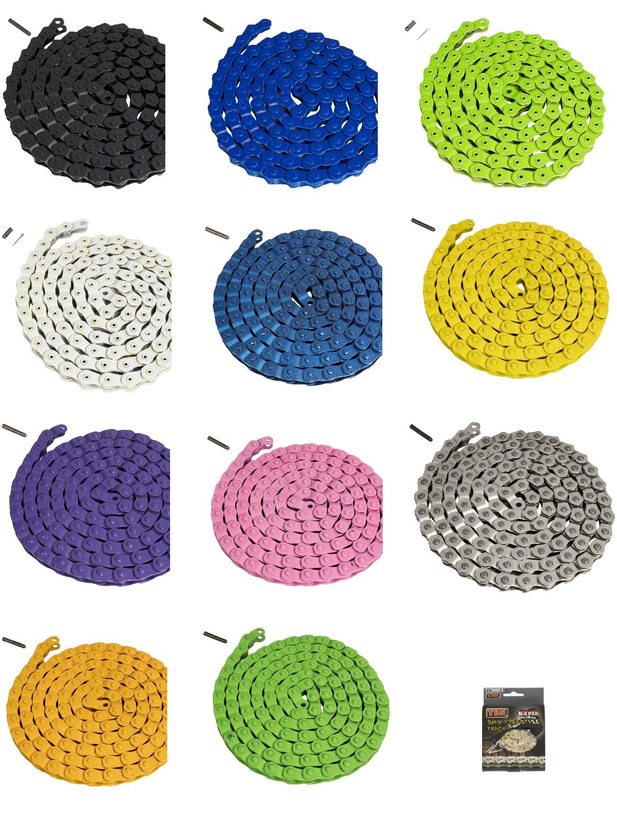 HALF LINK Bicycle chain Single Speed 112 Links Black White Red Blue Green Bikes