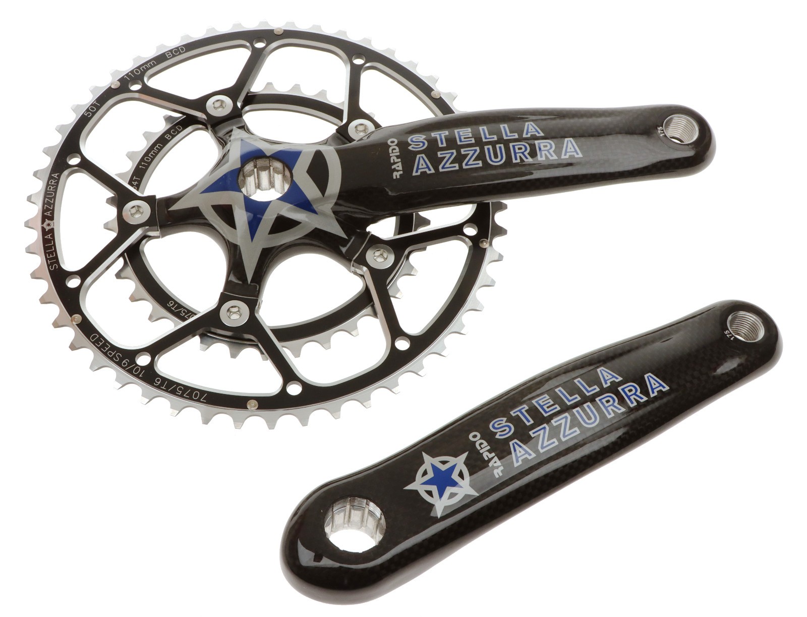 Stella Azzurra Rapido Professional Carbon Cranks 175mm 50/34 10SPD ISIS NOS NEW