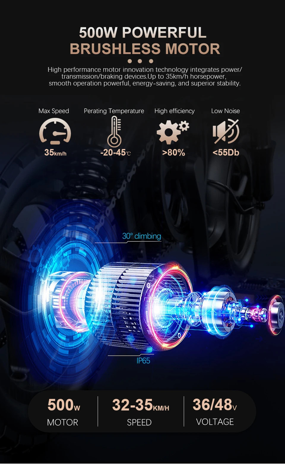 36V 48V 500W Rear Cassette Hub Motor Wheel for Snow E-bike Conversion Kit