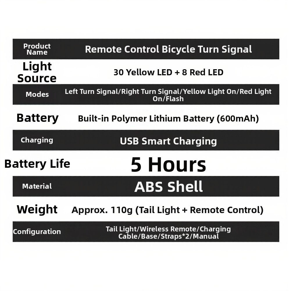 Bike Tail Light USB Rechargeable Wireless Remote for Day and Night Use