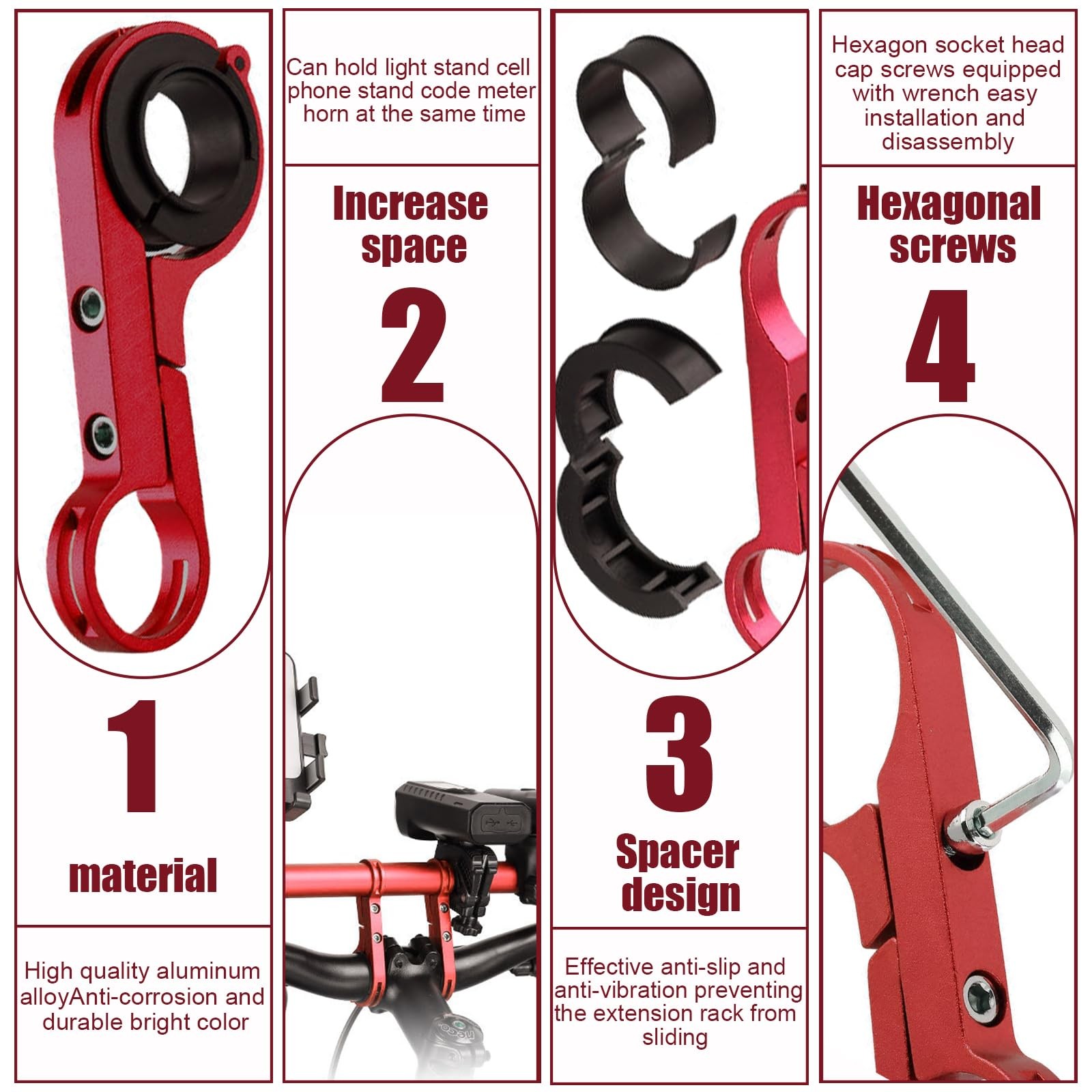 20cm Professional Handlebar Extension Frame Bike Extend Bracket Red