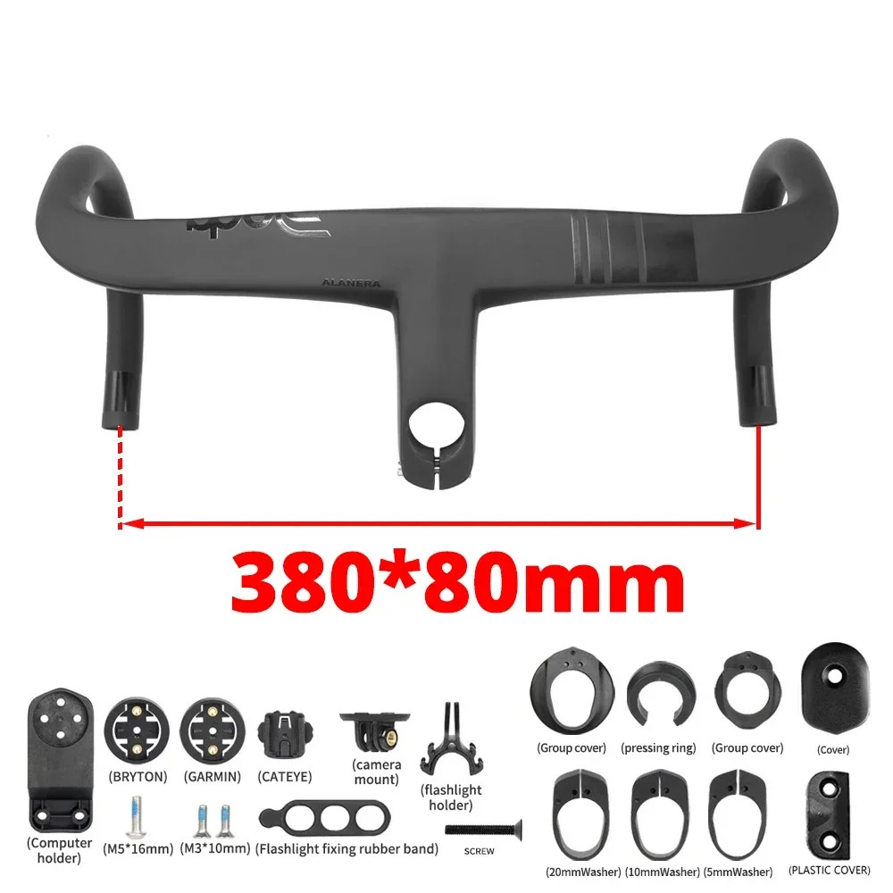 Carbon Road Bike Integrated Drop Bar with Computer Mount 28.6mm Steerer/Spacers