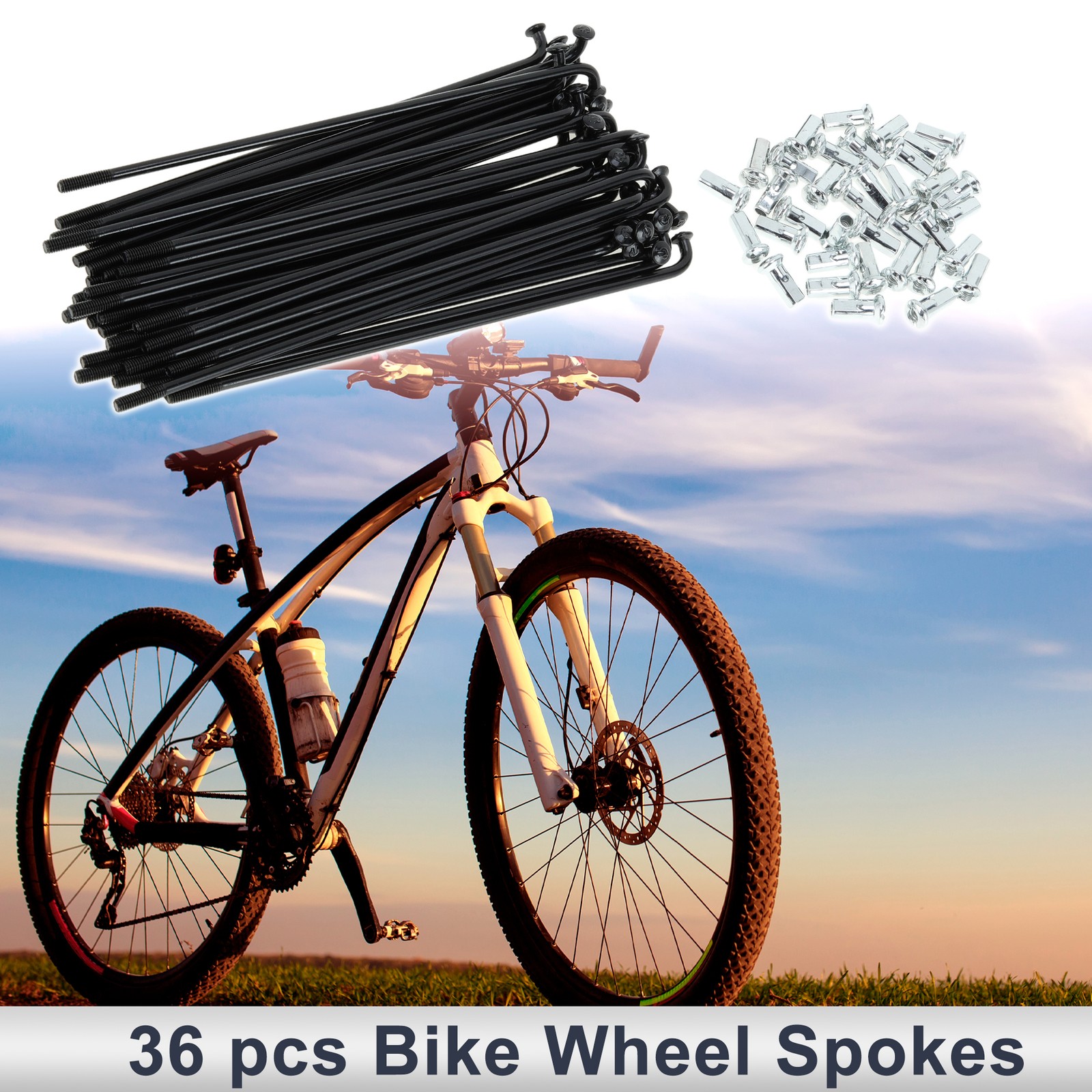 1 Set 12G 119mm Length Bicycle Spokes Nipple Carbon Steel Black Universal