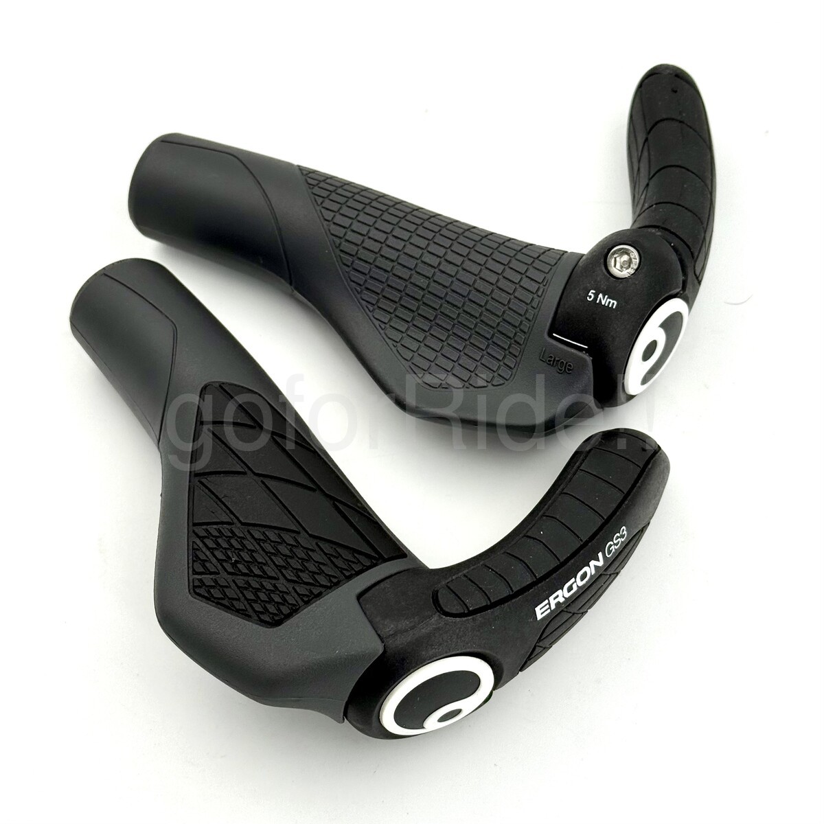 Ergon GS3 Large E-MTB Lock-On Grips Pair 3-Finger Bar End Anti-Slip Gray/Black