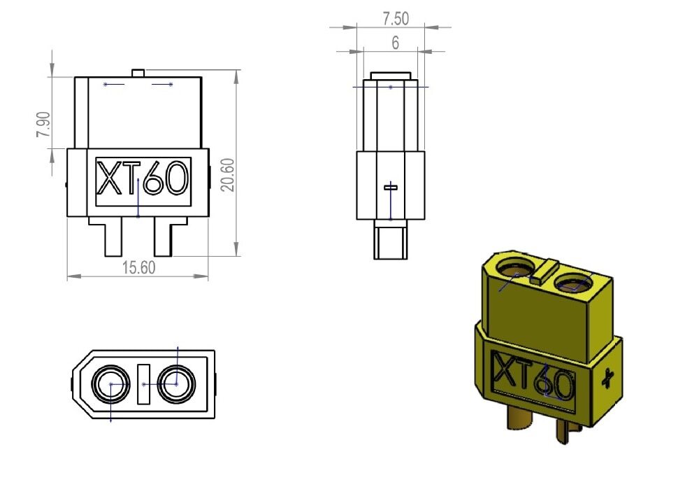 XT60 MALE FEMALE Battery Plug Connector For RC Battery Adapter