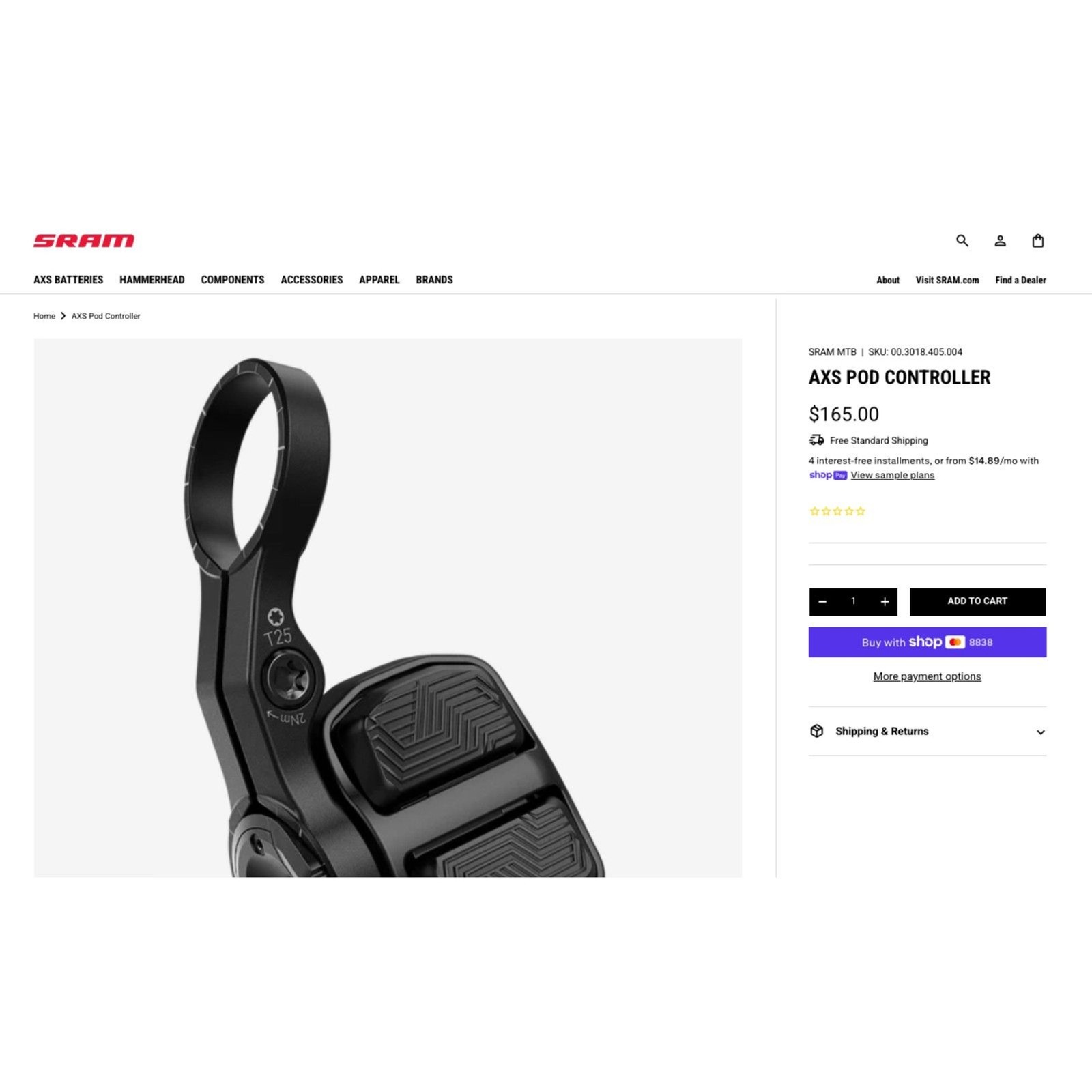 🚲 SRAM AXS Pod Controller (left or right mount)