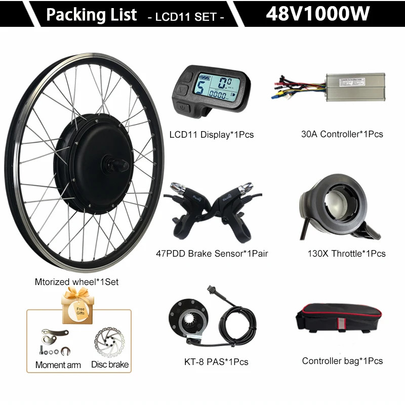 48V 1000W Front Drive Gearless Brushelss Hub Motol for E-bike Conversion Kit
