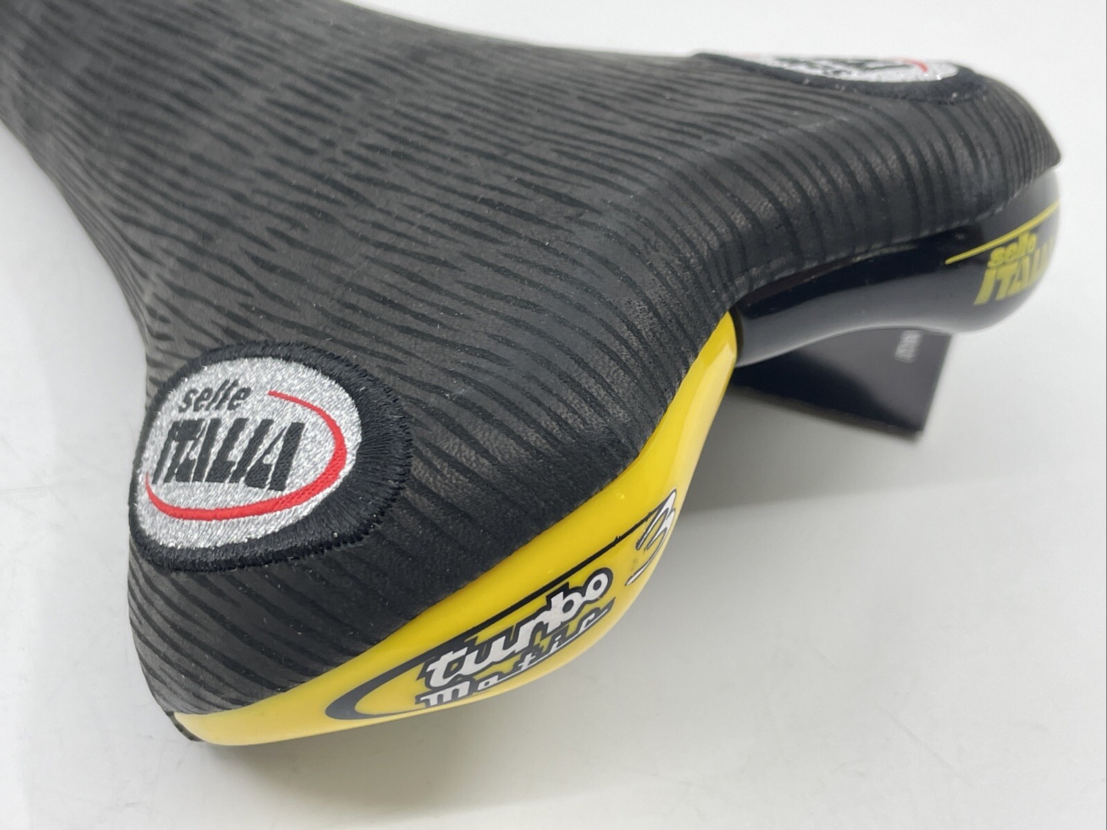 NOS VINTAGE 2000 Selle Italia Turbomatic 3 Black Leather Manganese Rail Saddle