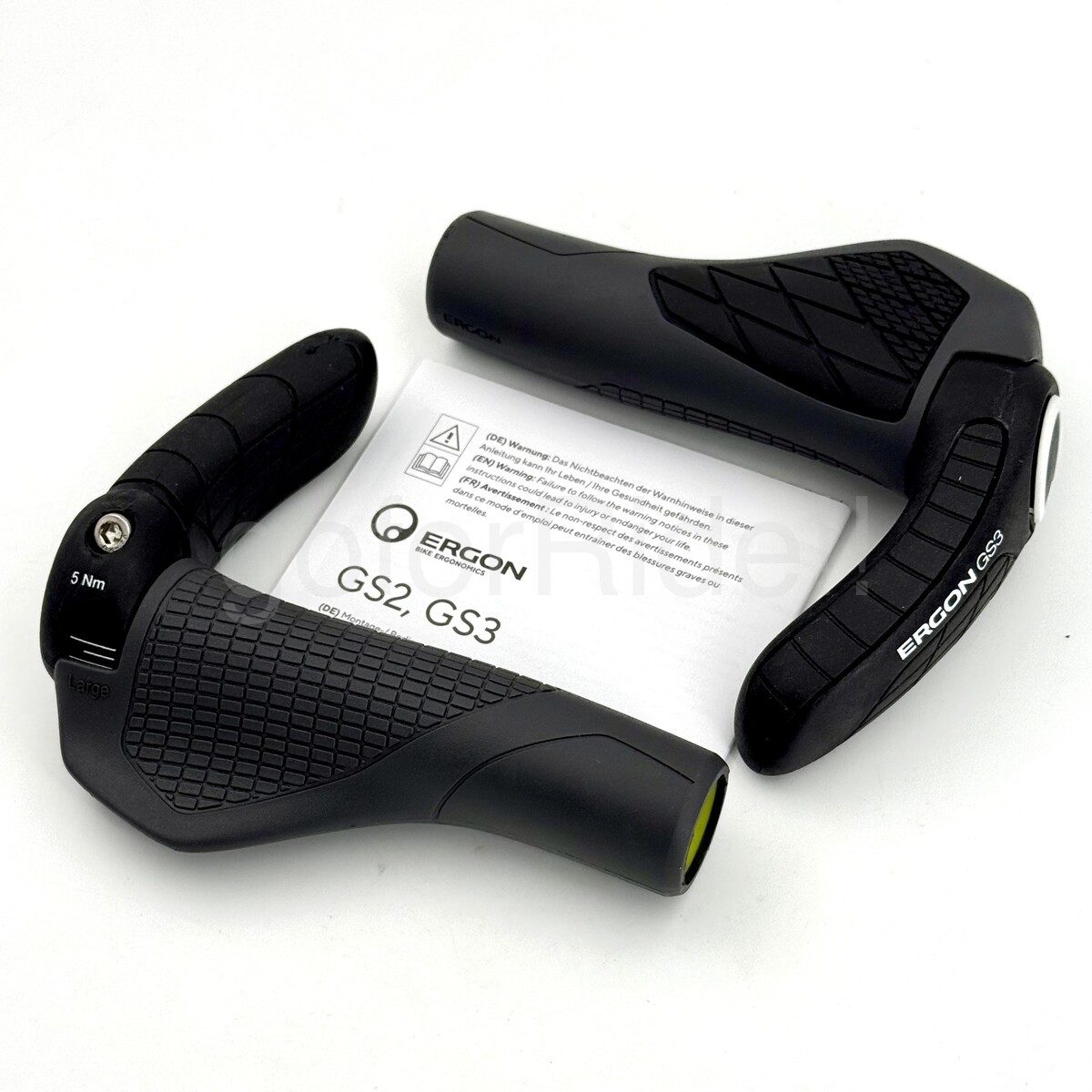 Ergon GS3 Large E-MTB Lock-On Grips Pair 3-Finger Bar End Anti-Slip Gray/Black