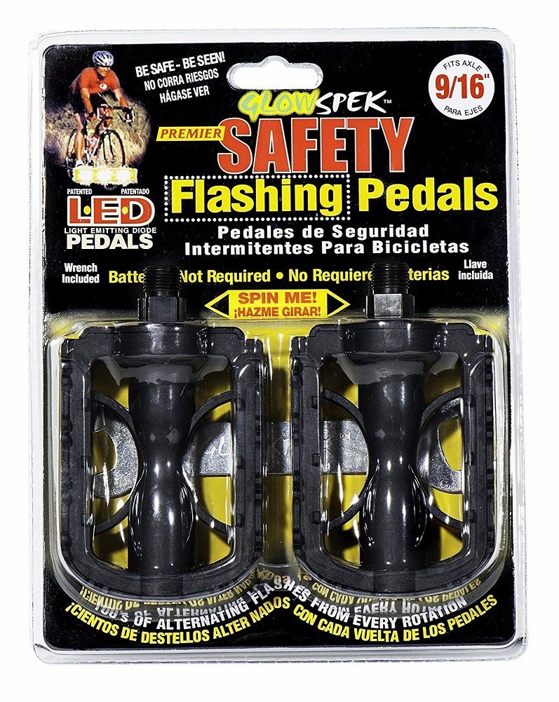 GlowSpek Premier Safety LED Flashing Bike Pedals Wrench Nine Sixteenth Axle