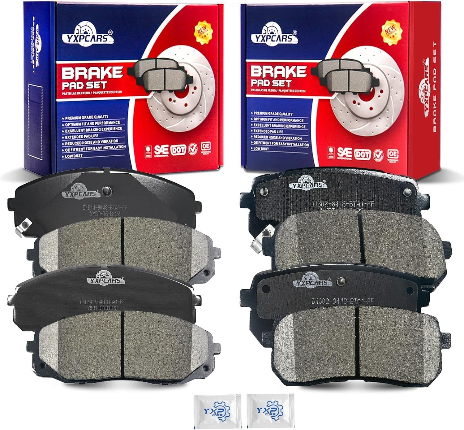 Front and Rear Ceramic Disc Brake Pads Set Replacement for Kia