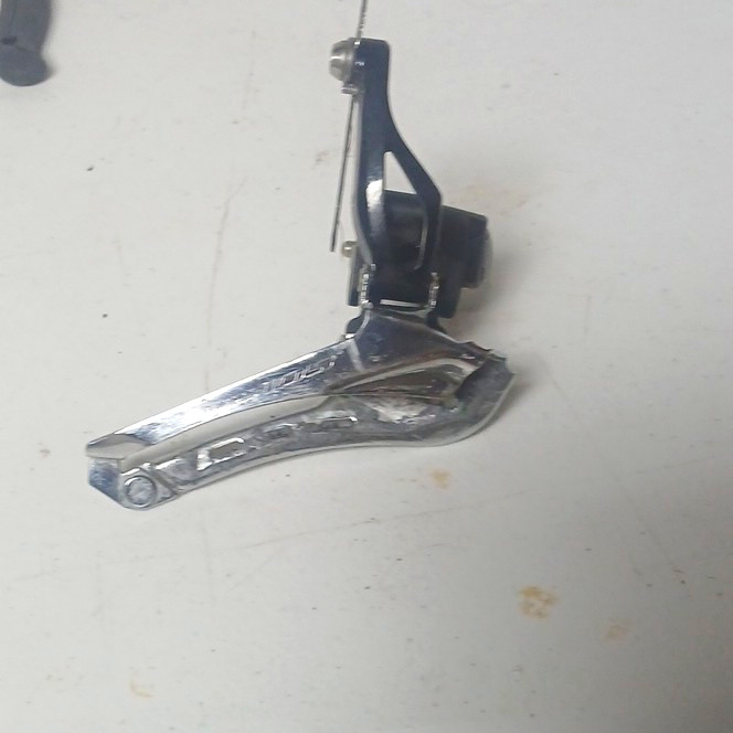 Clamp-On Front Derailleur 28.6mm Bottom Pull 2x Double Road Bike Black/Silver