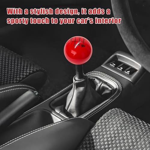 6 Speed Car Gear Shift Knob, Resin Ball Auto Shifter Grip Head with Red