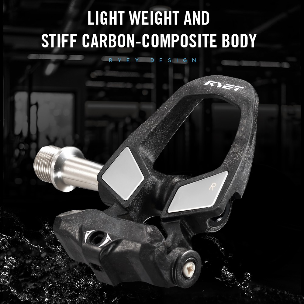 RYET Ultralight Carbon Pedals 178g Titanium Axle DU Bearings Road Bike Cycling