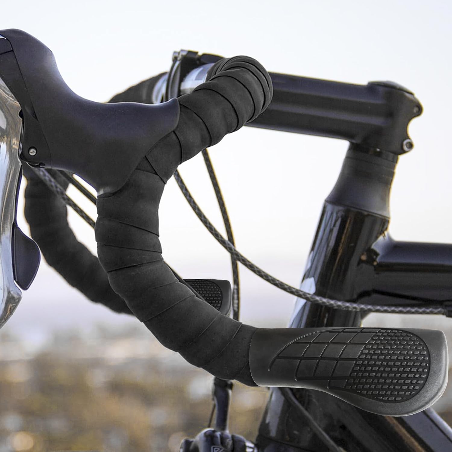 2PCS 90mm Bike Handlebar Grips Short Rubber Ergonomic Two-Color