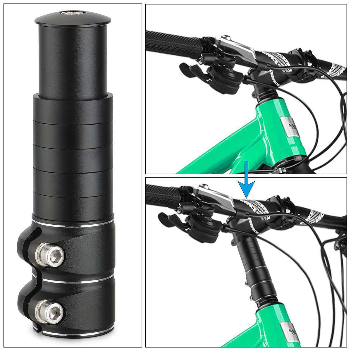 2x Mountain Bike Handlebar Extender Adaptor Tube Front Fork Stem Riser Extension