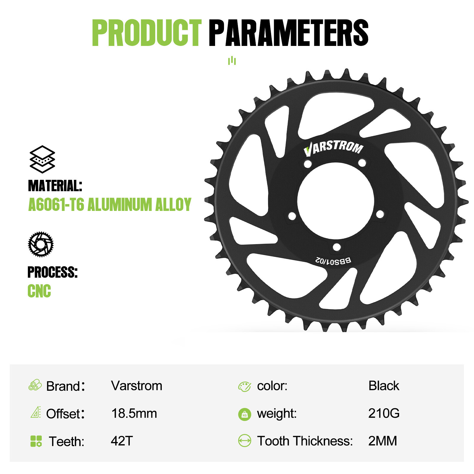 36T Sprocket for BAFANG BBS02B BBS01B 250W-750W Mid Drive Kit 42T Chainring