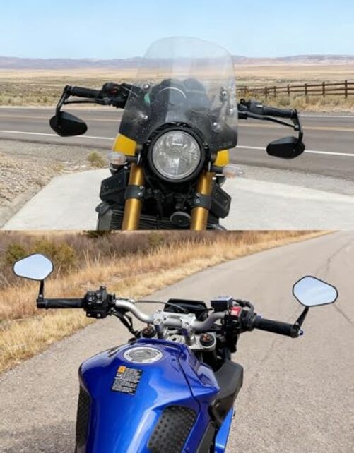 Motorcycle Bar End Mirrors, Universal Fit for 7/8” Handlebars, Billet