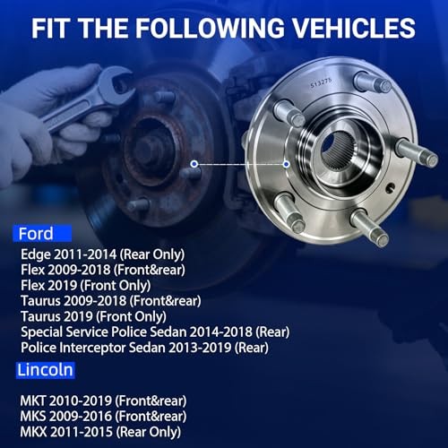 (2 Pack),Front Wheel Bearing and Hub Assembly,Precision Machined Steel 513275