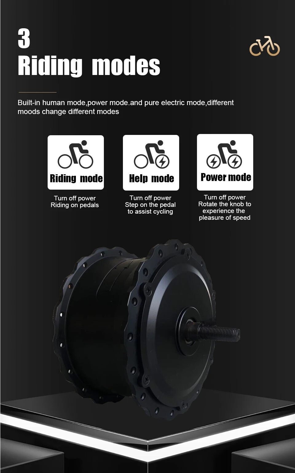 500W 36V 48V Fat Electric Bike 20 26inch 4.0 Tyre Front/Rear Hub Motor Wheel Kit
