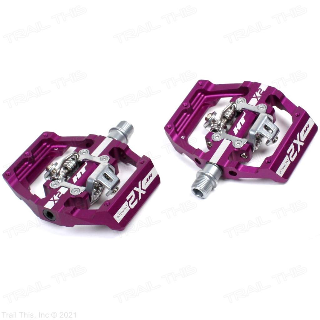 HT Components X2-SX Pedals Purple Clipless Bicycle Platform CrMo DH Race Style