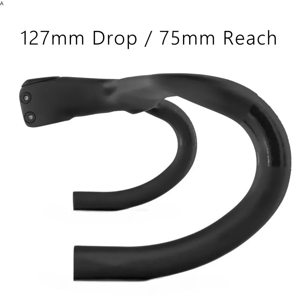 Road bicycle Carbon Bent Bar Internal Cable Routing 127mm Drop 75mm With Spacer