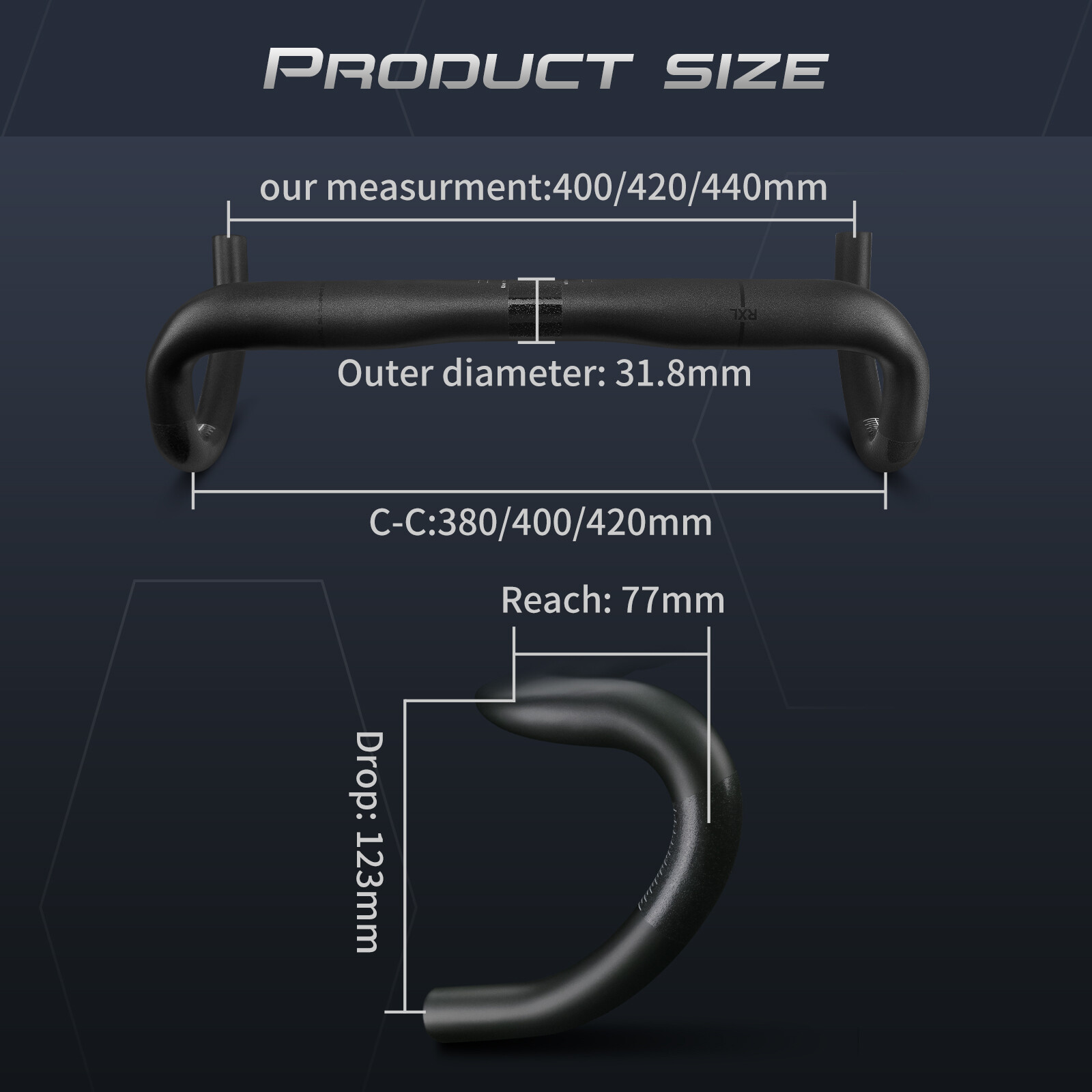 31.8 Carbon Road Bicycle Handlebar Gravel Bike Drop Bars for Cycling 400/420/440
