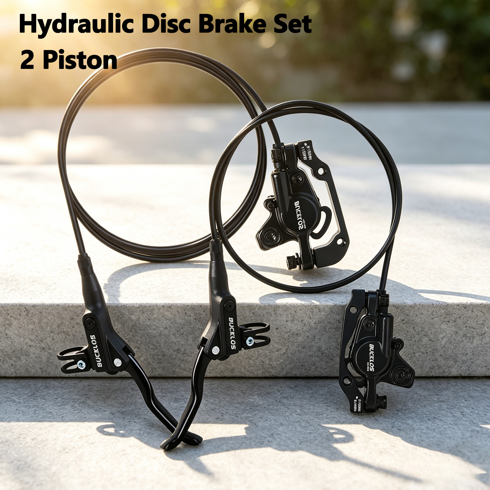 Pair 2 Piston MTB Hydraulic Disc Brake Set Left Front&Right Rear Road Bike Brake
