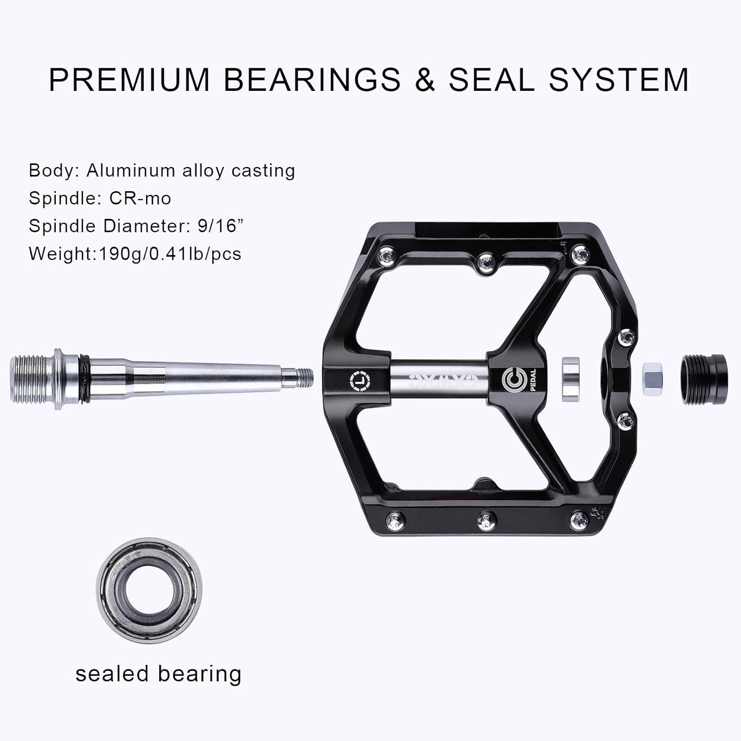 Aluminum Alloy Bike Pedals with Anti-Skid Nails – Lightweight & Durable 4.13″