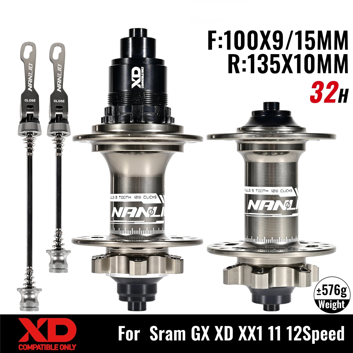 XD HG MS 28/32/36 Holes Mountain Bike Hubs 120Clicks Front 9*100mm Rear 135*10mm