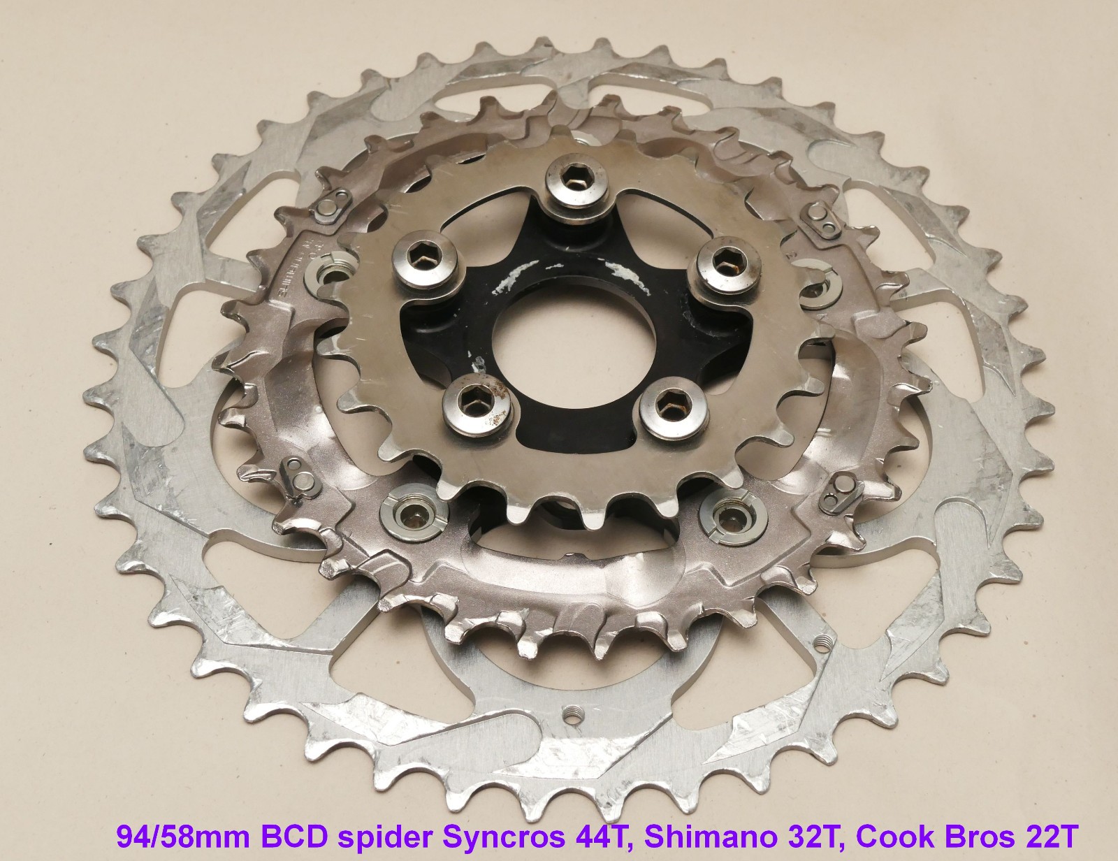 Cook Bros. Racing F-Series Cranks 94/58mm BCD Black Spider w/ Ramped Chainrings