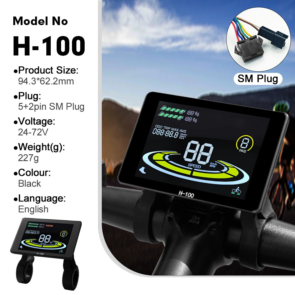 E-bike Display 24V 36V 48V 52V 60V 72V E-bike Colour SM/Waterproof Plug Display