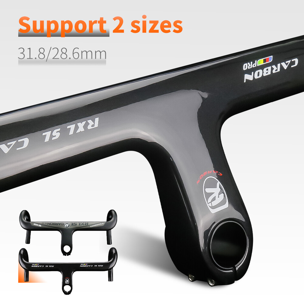 Road Bike Integrated Handlebars 28.6/31.8 Carbon Aero Bars Inner Routing Cycling