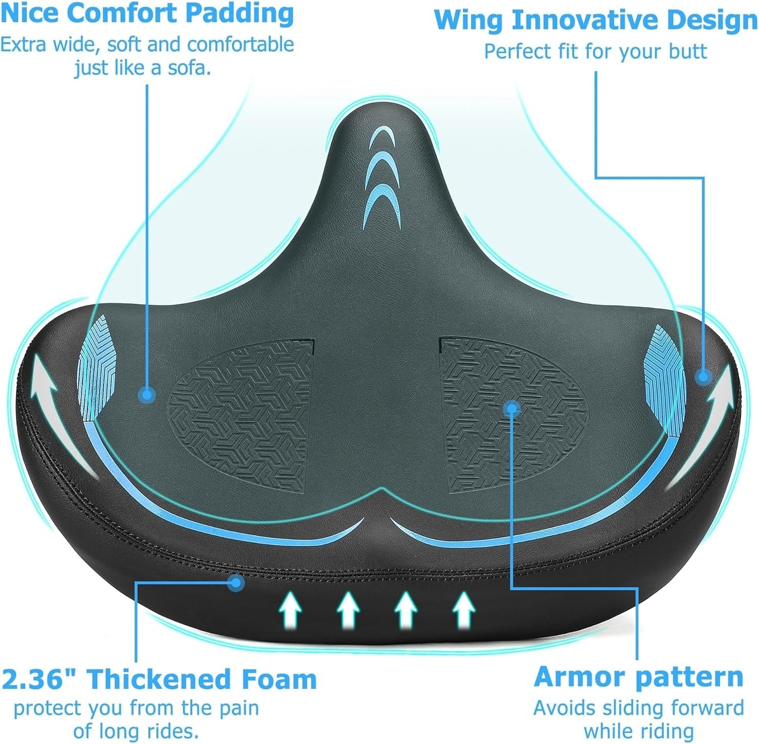 CDYWD Oversized Bike Seat For Men Women Comfort, Extra Wide Bicycle Seat Cushion