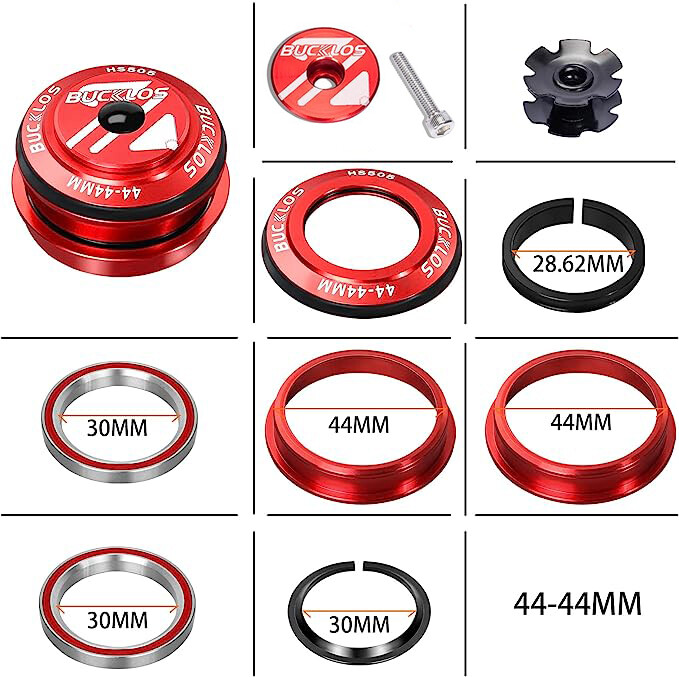 44mm Sealed Cartridge Bearings MTB Road Bike Headset 1-1/8″ Fork Steerer Parts