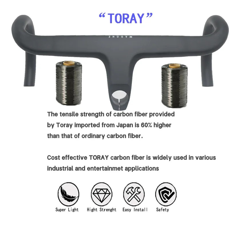 Carbon Road Bicycle Integrated Handlebar Internal Cable Routing 28.6mm Fork