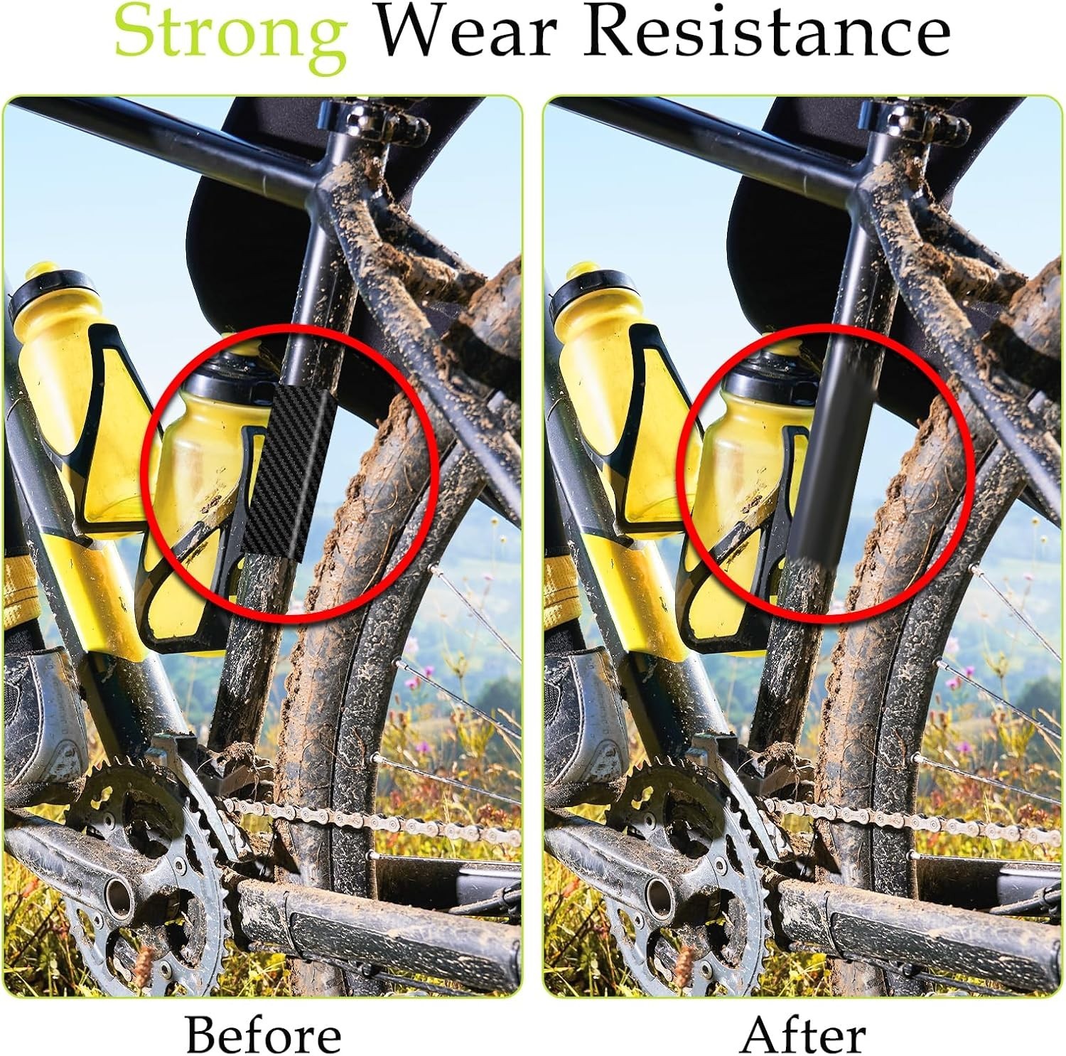 Durable 3 PCS Bike Frame Protective Stickers – Waterproof PVC Chainstay Covers