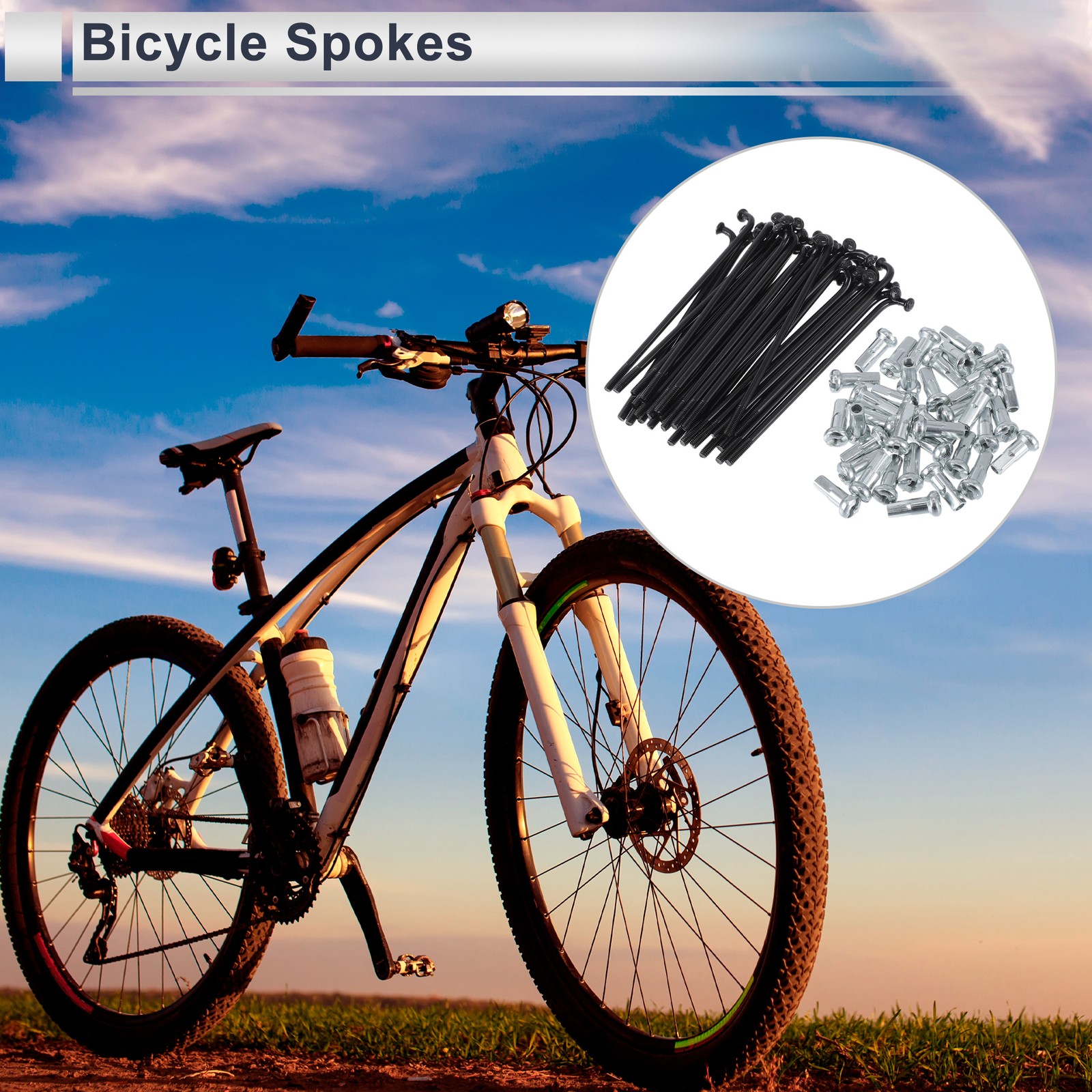 1 Set 13G 72mm Length Bicycle Spokes Nipple 45 Steel Black Universal