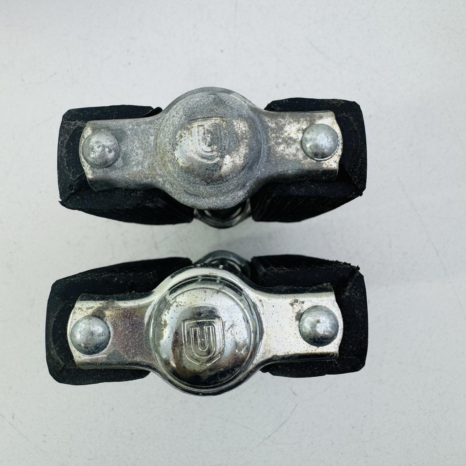 Vintage Union Bicycle Block Pedals 9/16 In Black Reflectors Pair German Bike A41