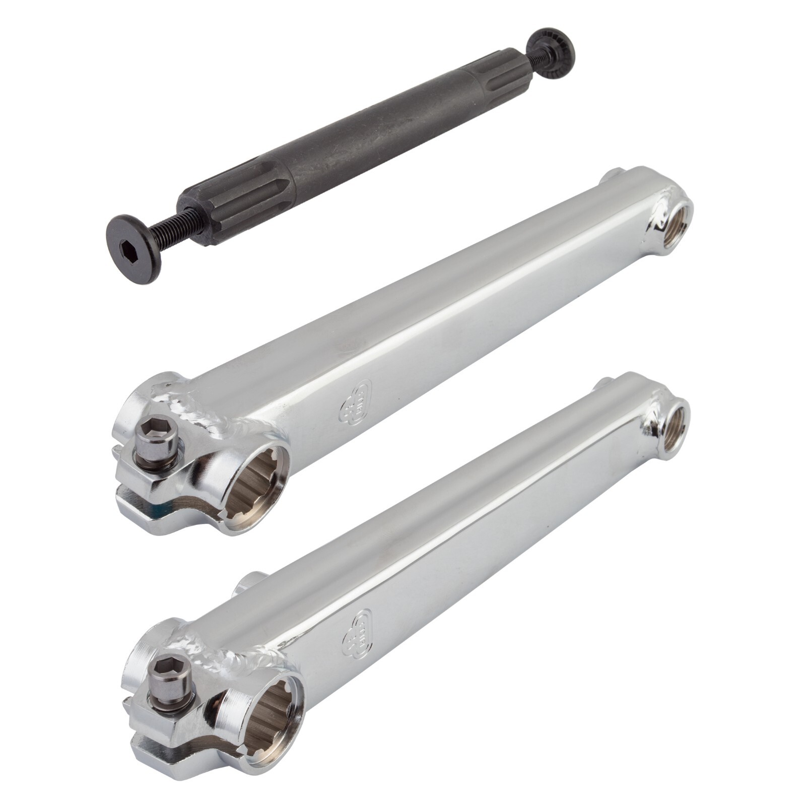 SE BIKES Crankarm Set BMX V-Ridge 180 3Pc 19Mmx8T Spline W/Bb Axle Chrome