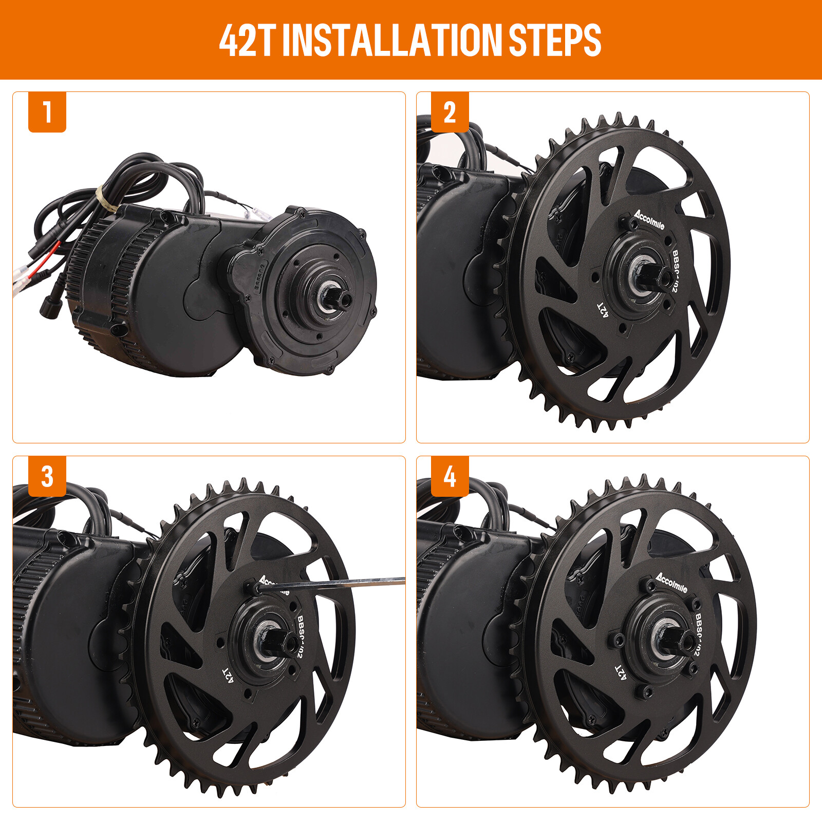 36/42/44T Sprocket Chainwheel for Bafang BBS01B BBS02B 250W-750W Motor Mid Kit