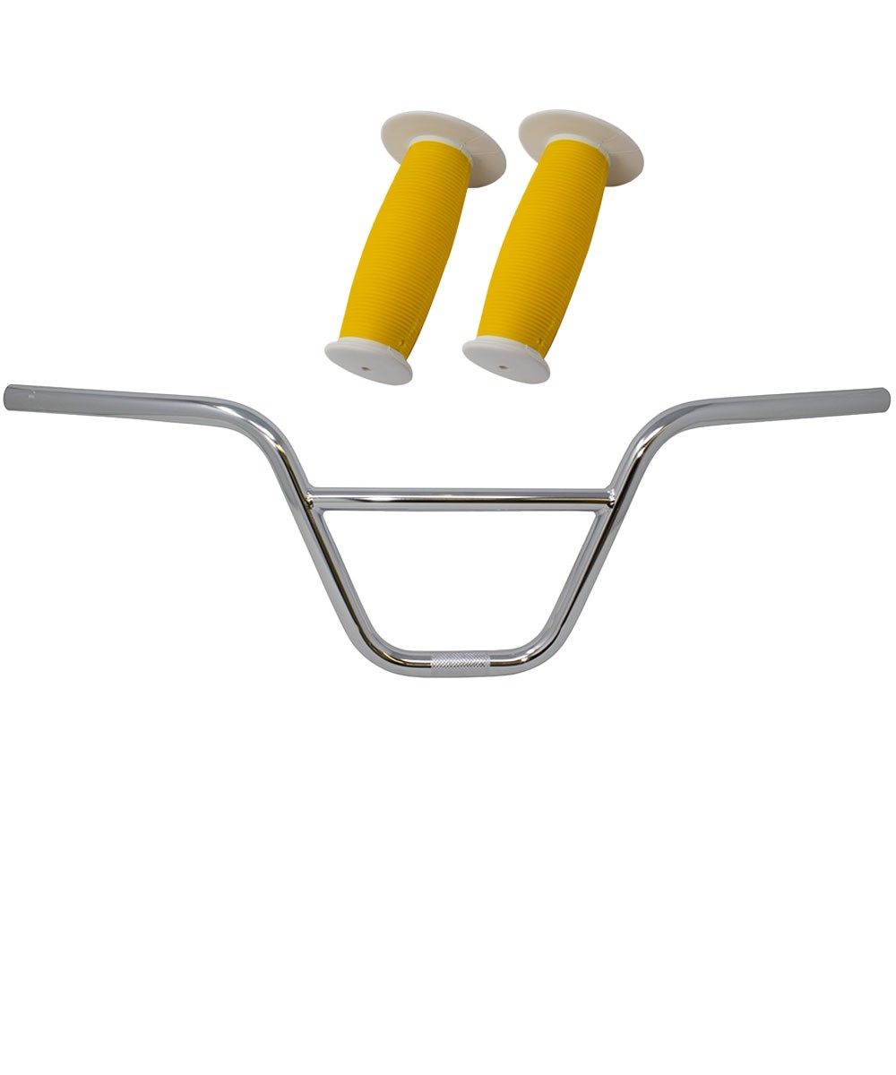 PRO+ 872 Chrome Handlebar & Yellow/White Mushroom Grips