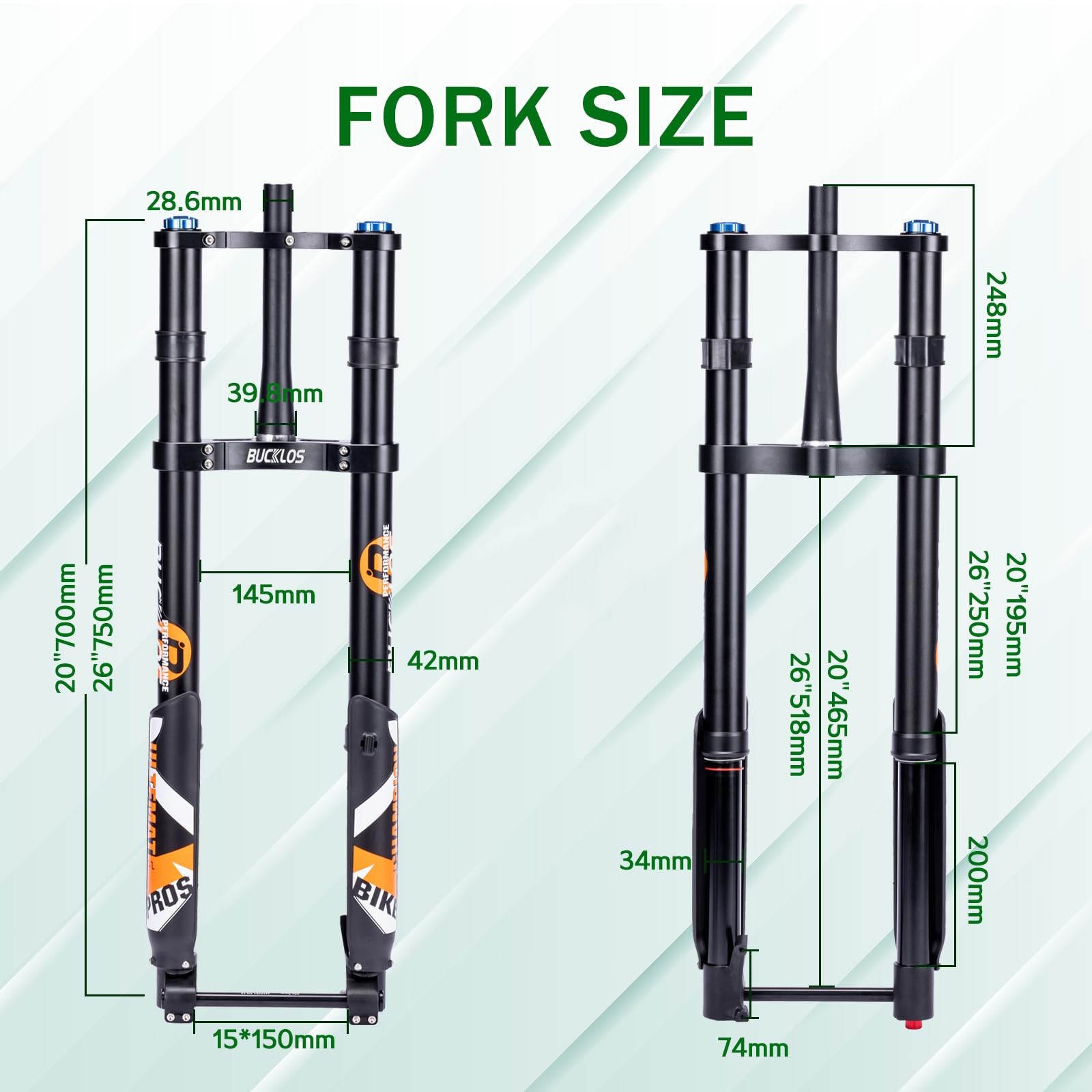 BUCKLOS Fat Tire 5.0 20 inch Air Electric Mountain Bike Inverted Suspension Fork