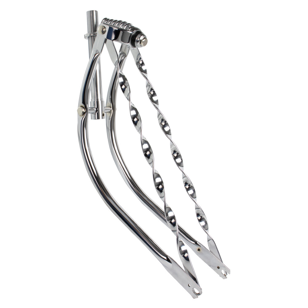26″ OG Lowrider Classic Bike Bicycle Bent Springer Fork 1″ W/Twisted Bars Chrome