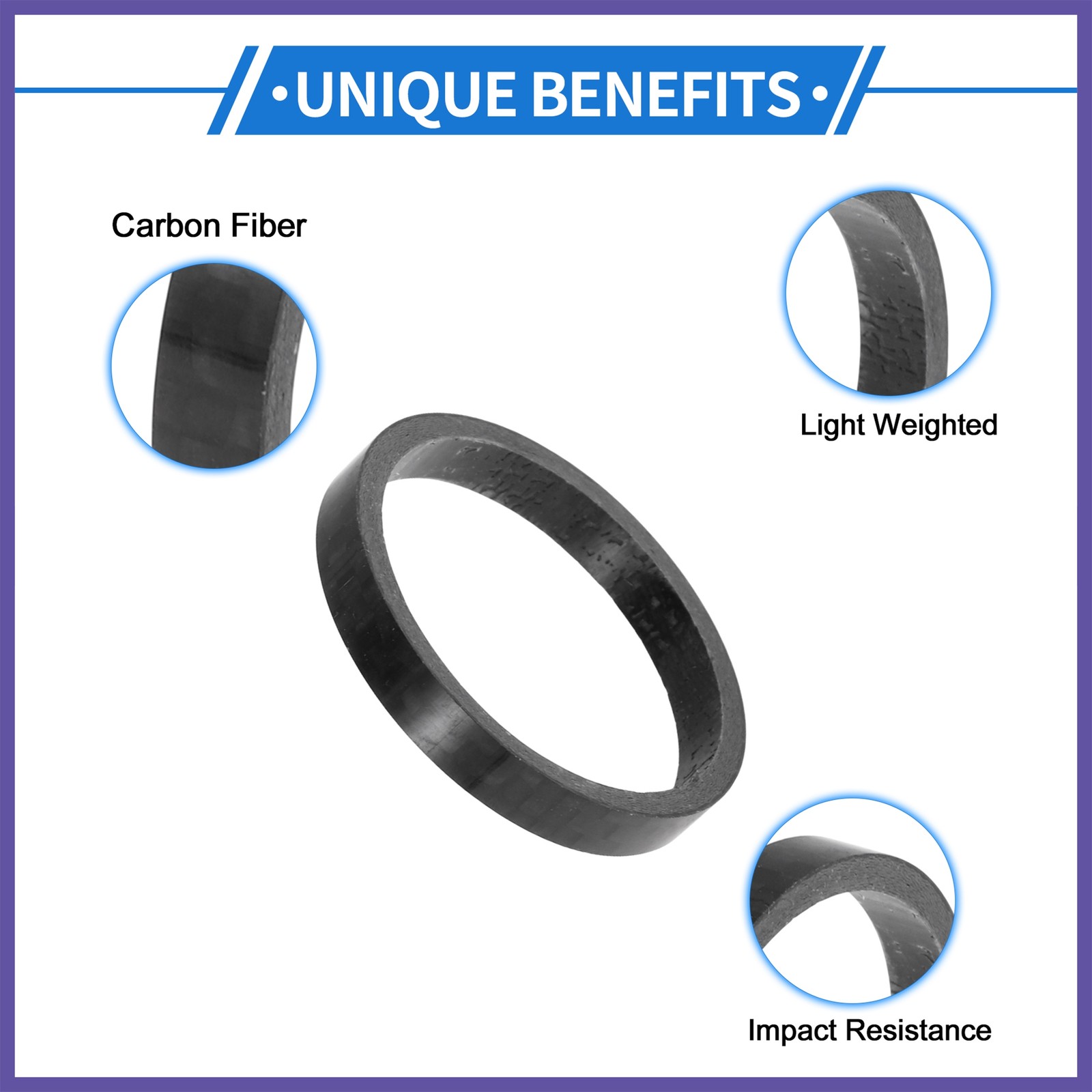 Bicycle Headset Spacers 5mm 31.8mm 1-1/4″ Carbon Fiber Gloss Black